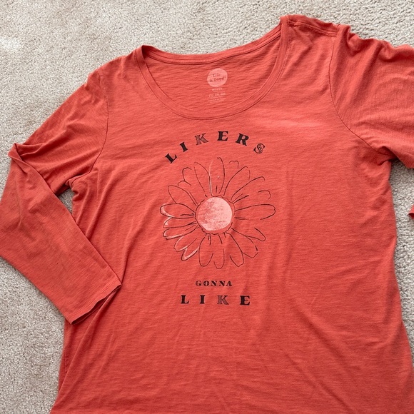 Life Is Good Tops - Orange Flower Long Sleeve Tee